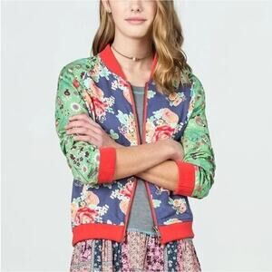 Matilda Jane 435 Cabin Night Floral Jacket Zip-up Camp MJC Sz 10 Ladybug Soft